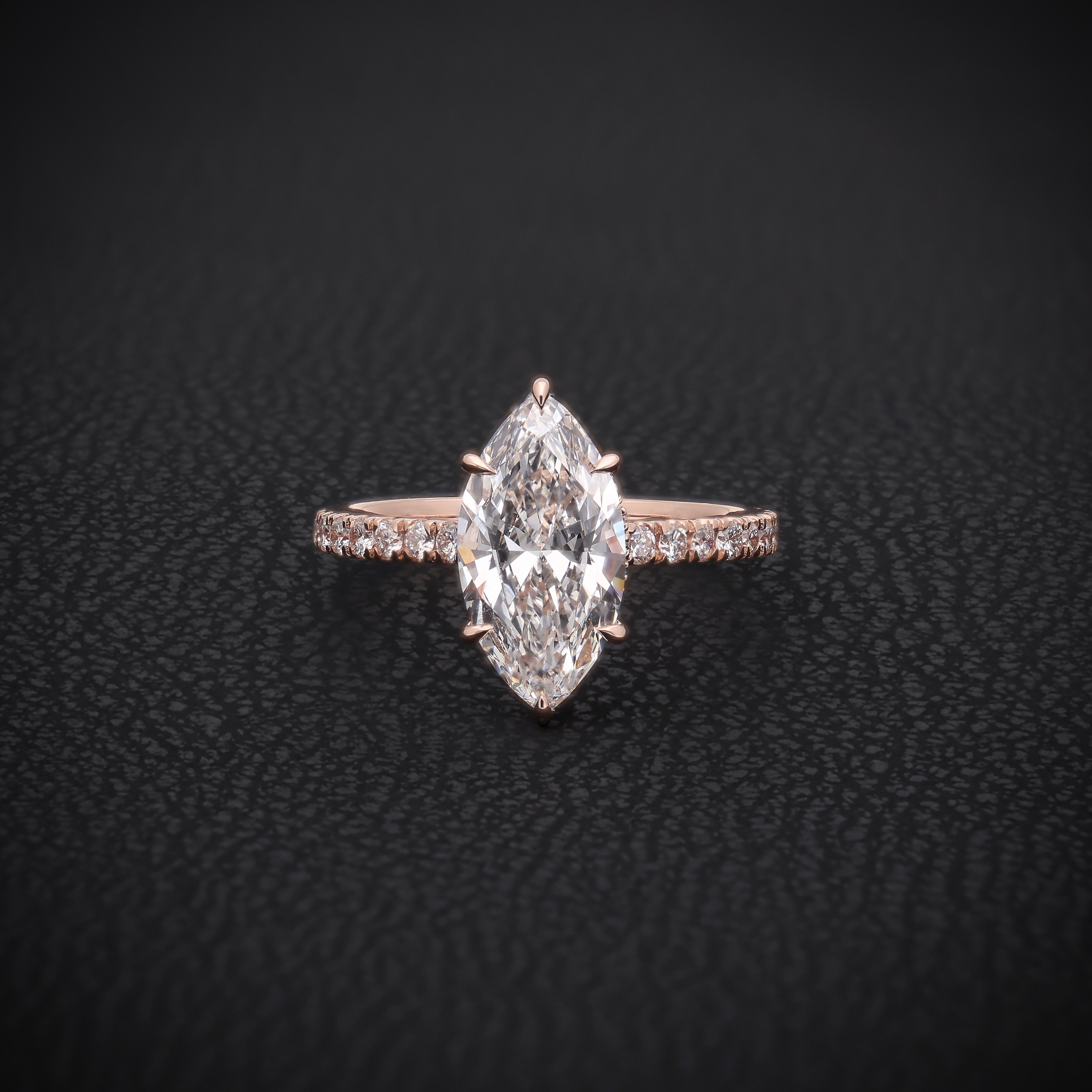 Rose Gold Marquise Diamond Engagement Ring