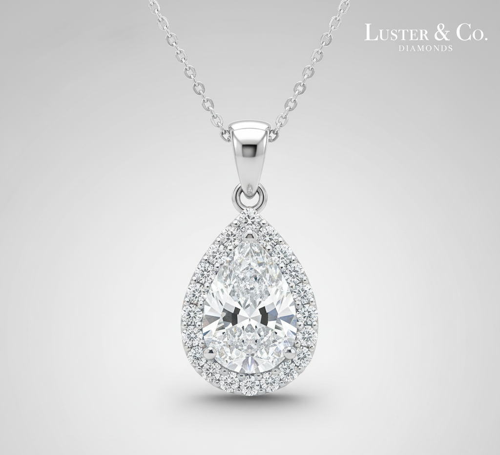 Pear-Shaped Diamond Pendant Necklace