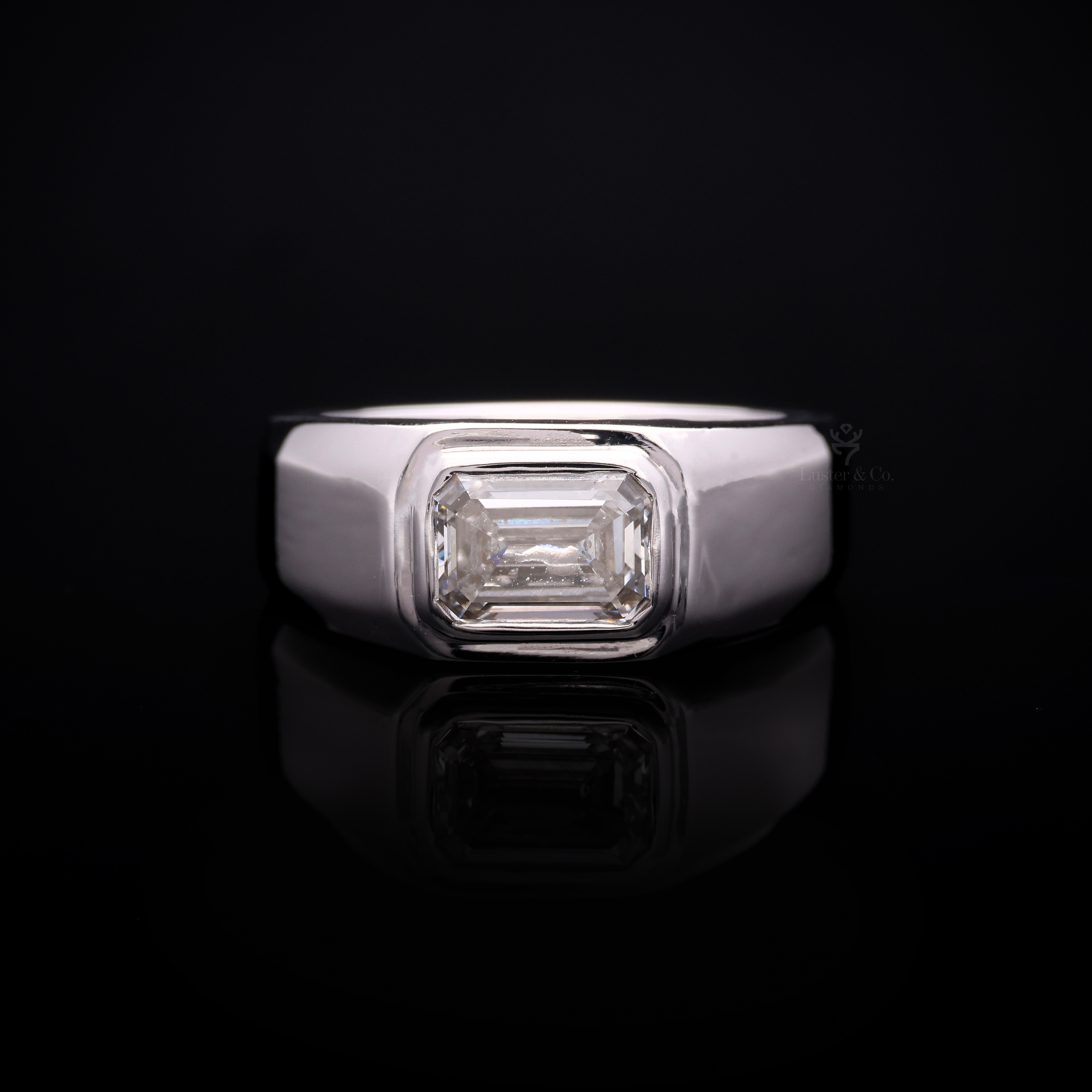 Regent East-West Emerald Diamond Men’s Ring